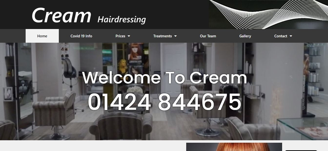 Website Design &Amp; Digital Marketing Cream Hairdressers Website